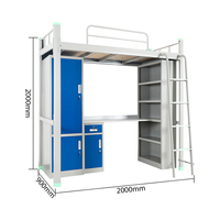Lit superposé double en métal moderne en gros, robuste pour les dortoirs universitaires ou les appartements, lit superposé en acier à deux étages
