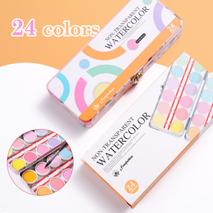 Ensemble de peinture à l'<span class=keywords><strong>aquarelle</strong></span> professionnelle non transparente de 24 couleurs avec boîte en métal pour le dessin en plein air, la peinture de voyage, les illustrateurs - Product Image 2