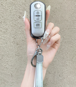 Couvercle de clé de voiture en métal et TPU adapté au boîtier de clé à 2 boutons Mazda pour CX3 CX5 CX7 CX9 MX5 coque Protection porte-clés - Product Image 4