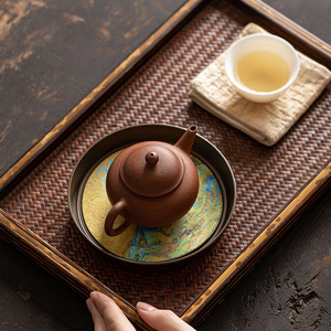 Soporte Redondo de Aleación para Tetera con Base Antideslizante de Bambú para Juego de Té Kung Fu, Soporte para Tetera de Arcilla Púrpura, Origen Dehua - Product Image 3