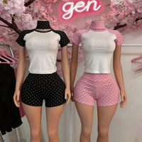 G99999C Nouveauté Été 2026 – Ensembles Shorts Femme en Coton à Pois