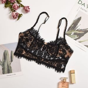 Mujeres regordetas Sexy Madura Tallas grandes Casual Cuello en V Lencería transparente Sólido Corto Tan Crop Top Sujetador de encaje de espagueti - Product Image 6