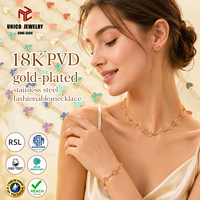 Collier pour femmes en acier inoxydable plaqué or 18K PVD, acrylique, étanche, ne se décolore pas, modèle tendance, best-seller
