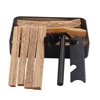 Boîte de survie Bushcraft en bois gras naturel coupé à la main, kit de démarrage de feu pour le camping et les situations d'urgence