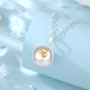 Ciondolo Harmony Ball per <span class=keywords><strong>Maternità</strong></span> in Argento, Gioiello Sonoro in Ottone, <span class=keywords><strong>Collana</strong></span> Musicale Rilassante - Product Image 2