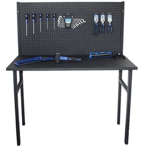 <strong>Foldable</strong> Work <strong>Bench</strong> Storage Workshop Table with Metal Pegboard Display <strong>Tool</strong> - Product Image 1
