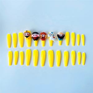 米米女士3D设计超长棺材ABS手工压入式指甲尖24pcs旅程西悟空可重复使用人造 - Product Image 4