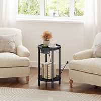 Table d'appoint ronde noire en gros, table basse circulaire noire, tables rondes pour canapé et collations pour salon