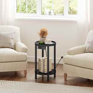 Table d'appoint ronde noire en gros, table basse circulaire noire, tables rondes pour canapé et collations pour salon - Product Image 3