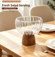 Bol de service à salade portable multifonctionnel en verre borosilicate double couche résistant à la chaleur, idéal pour la cuisine et la table à manger