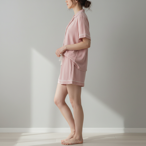 Set <span class=keywords><strong>Pigiama</strong></span> in Cotone per Donna, Set <span class=keywords><strong>Pigiama</strong></span> Unisex in Raso Rosa Chiaro, Camicia e Pantaloni, Abbigliamento Coordinato per Coppie, Pigiami per <span class=keywords><strong>Uomo</strong></span> e Donna - Product Image 5