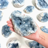 Cristal brut de Célestite bleue, grappe de Druzy, pierres de guérison, spécimens minéraux pour la décoration intérieure, la méditation Reiki, cadeau, vente en gros