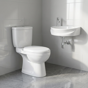 Ensemble WC deux pièces en céramique avec lavabo mural, double chasse, siphon en P et en S, pour la vente en gros en Afrique - Product Image 4