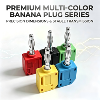 Connecteur de test électrique empilable de 4 mm, type banane, en laiton avec boîtier PA, nickelé et plaqué or, pour câbles de test de multimètre de laboratoire