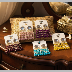 <b>Gold</b> Plated Kundan Stone and Beads <b>Dangle</b> <b>Earrings</b> Fashion <b>Dangle</b> Jewelry - Product Image 2