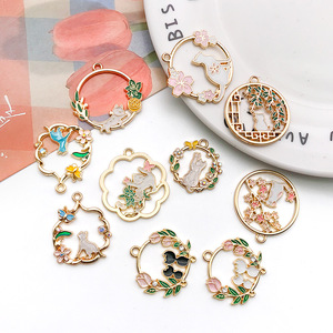 Nueva Aleación de alta calidad que gotea aceite chino hueco gato pulsera llavero pendientes accesorios DIY colgante con flecos - Product Image 5