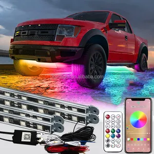 Цветной автомобильный фонарь, комплект RGB, 4 шт., алюминиевые IP 68, комплект светодиодной лампы, Жесткая светодиодная лента, 2 года 5050