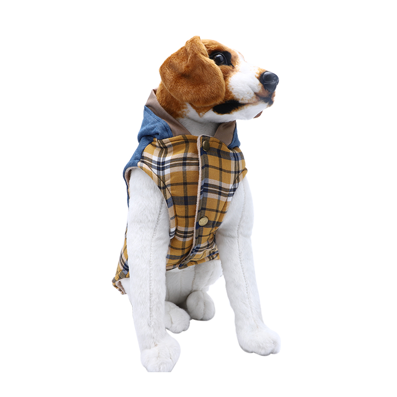 Мягкие теплые замшевые хлопок Мягкий Жан толще собака пальто Одежда для животных с шляпой машинная стирка