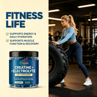 Gummies de créatine, électrolytes et collagène OEM – Complément nutritionnel sportif pré-entraînement – Énergie dorée – Gummies de créatine et électrolytes