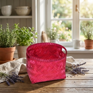 Cheap Price Handwoven Bamboo <b>Storage</b> Basket Red Woven Organizer Bin for Home Decor and <b>Office</b> <b>Storage</b> - Product Image 4