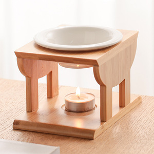 Vintage Bamboo Ceramic Tealight <strong>Candle</strong> Holder Oil Burner Diffuser <strong>Furnace</strong> for Yoga Spa - Product Image 4