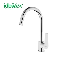 Robinet de cuisine Ares Idealex en cuivre et laiton, monocommande, finition chromée polie, cartouche céramique, monotrou, à poser sur comptoir, 5