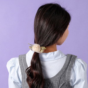 Korean Style Mesh Rose <b>Scrunchie</b> Hair Tie 8cm Diameter Handmade <b>Satin</b> Floral Hair Accessory For Daily Use - Product Image 4
