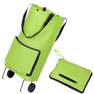 2023 foldable zipper tote bag supermarket tugboat bag tote folding shopping bag with wheels
