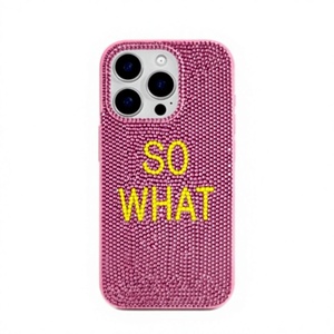 NOUSHAD HANDICRAFTS เคสโทรศัพท์ประดับลูกปัดสีชมพู งานปักครอสติชสีเหลือง ลายดอกไม้ รูปทรงสี่เหลี่ยมผืนผ้า ของขวัญส่วนตัว - Product Image 1
