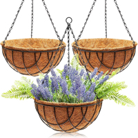 Panier suspendu en fil métallique pour jardinière de pont de fenêtre avec doublure en coco