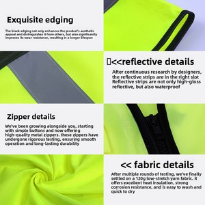Vêtements de sécurité réfléchissants personnalisés, gilet réfléchissant vert fluorescent, travaux de construction, service routier, utilisation nocturne, fabriqué aux États-Unis - Product Image 3