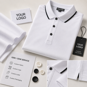 <b>Plain</b> <b>White</b> Polo Men's Short Sleeve Contrast Collar Casual Polo <b>Shirt</b> Custom Logo Private Label OEM ODM Manufacturer Supplier - Product Image 3