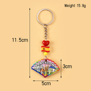 Llavero de Resina y Metal con Bandera Española, Corazón, Búho y Sagrada Familia, Recuerdo de <span class=keywords><strong>Barcelona</strong></span>, Regalo de Viaje - Product Image 3