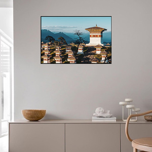 Stampa su Tela Stile Contemporaneo 108 Chortens Paesaggio Himalayano, Arte Murale Ecologica e Durevole per Interni, Ideale per Soggiorno - Product Image 1