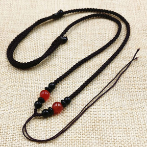 Collana con Pendente in Giada, Corda Intrecciata a Mano in Cera d'Api, Collane all'Ingrosso - Product Image 1