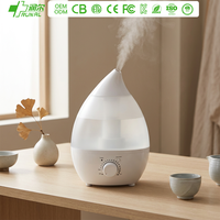 RUNAL Petit humidificateur d'air ultrasonique à brume froide en forme de goutte d'eau avec lumière LED nocturne changeante colorée pour chambre à coucher