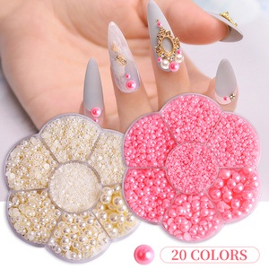 Échantillon gratuit : 7 grilles de perles demi-rondes de tailles assorties, strass à dos plat, bijoux, décoration d'art d'ongles 3D DIY, matériau en résine - Product Image 2