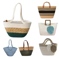 Sacs à main pour femmes en corde de coton, panier de marché français mexicain de créateur en gros, sacs de plage d'été en paille tressée