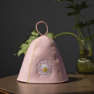 Un cappello da sauna in pura lana rosa cipria che racconta <span class=keywords><strong>la</strong></span> verità su ciò che accade dopo che il vapore si è calmato - Product Image 6