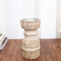 Porte-bougie en bois massif naturel, décoration rustique pour la maison, centre de table élégant, support en bois artisanal, chambre à coucher, salle à manger, mariages