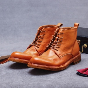 Botas de Cuero para Hombre, Estilo Británico, con Costuras Goodyear, Suela de Cuero, Marca Martin Shoes - Product Image 1