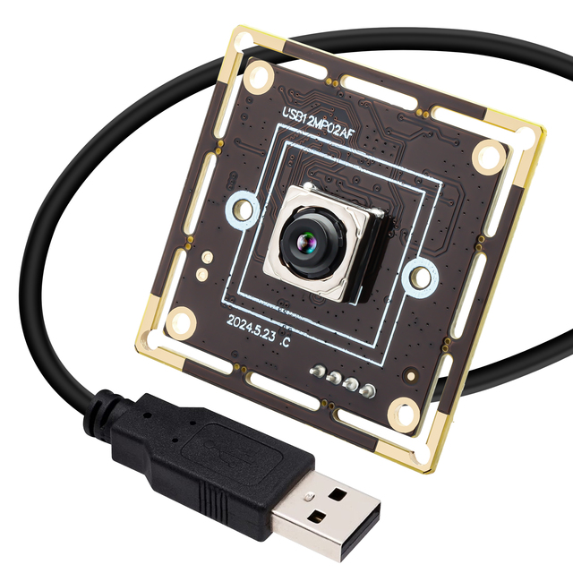 ELP Industrial 12MP Autofocus USB Camera with PDAF 4K 30fps 1080p 60fps High Speed Webcam Module for 3D Printer Vision