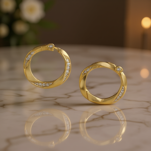 Orecchini a Cerchio E4225 in Oro con Incastonatura a Canale di Diamanti, Gioielli Classici da Donna - Product Image 2