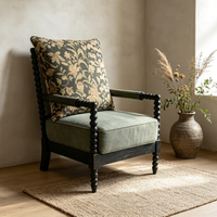 Fauteuil moderne en chêne massif avec cadre perlé, chaise de loisirs en tissu pour la maison, le bureau, le salon, l'hôtel, le B&B