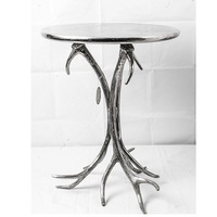 Table d'appoint de haute qualité Table d'appoint de luxe Meubles de salon à dessus arrondi fini argent antique à prix abordable