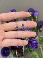 Bijoux en or 18 carats à la mode minimaliste 1.5CT Bracelet en saphir naturel taille ovale pour femmes filles bijoux anniversaire/cadeau de noël