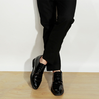 Chaussures habillées en cuir véritable pour hommes, bout carré, lacets, style italien, élévation de 7 cm, chaussures de qualité supérieure, souples