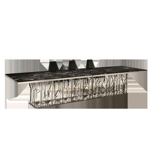 Tables à manger rectangulaires <span class=keywords><strong>Ginza</strong></span> 8 places en pierre métallique, italiennes et modernes Tables à manger de luxe en marbre - Product Image 4