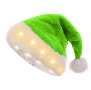 DAMAI Red Christmas Santa Hat for Xmas Holiday Party Supplies Plush Santa Hat Light up Funny Christmas Hats for Kids & Adults - Product Image 2