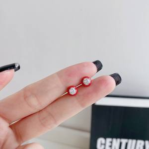 <span class=keywords><strong>Orecchini</strong></span> in argento Sterling 925 placcato rodio smalto arcobaleno colorato cuore carino pera rettangolare 5a orecchino a bottone con zirconi cubici - Product Image 6